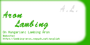 aron lambing business card